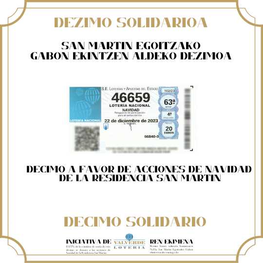 Décimo solidario de Navidad para Residencia San Martín