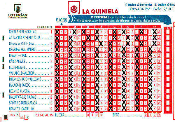 Combinaciones de una Quiniela de 3 dobles 