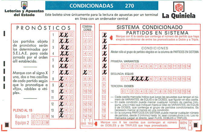 Quiniela condicionada basica de ejemplo