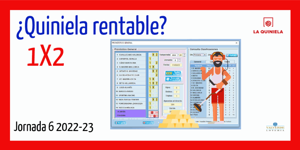 ¿Quiniela rentable? Pronostico de la Quiniela Jornada 6 2022-23