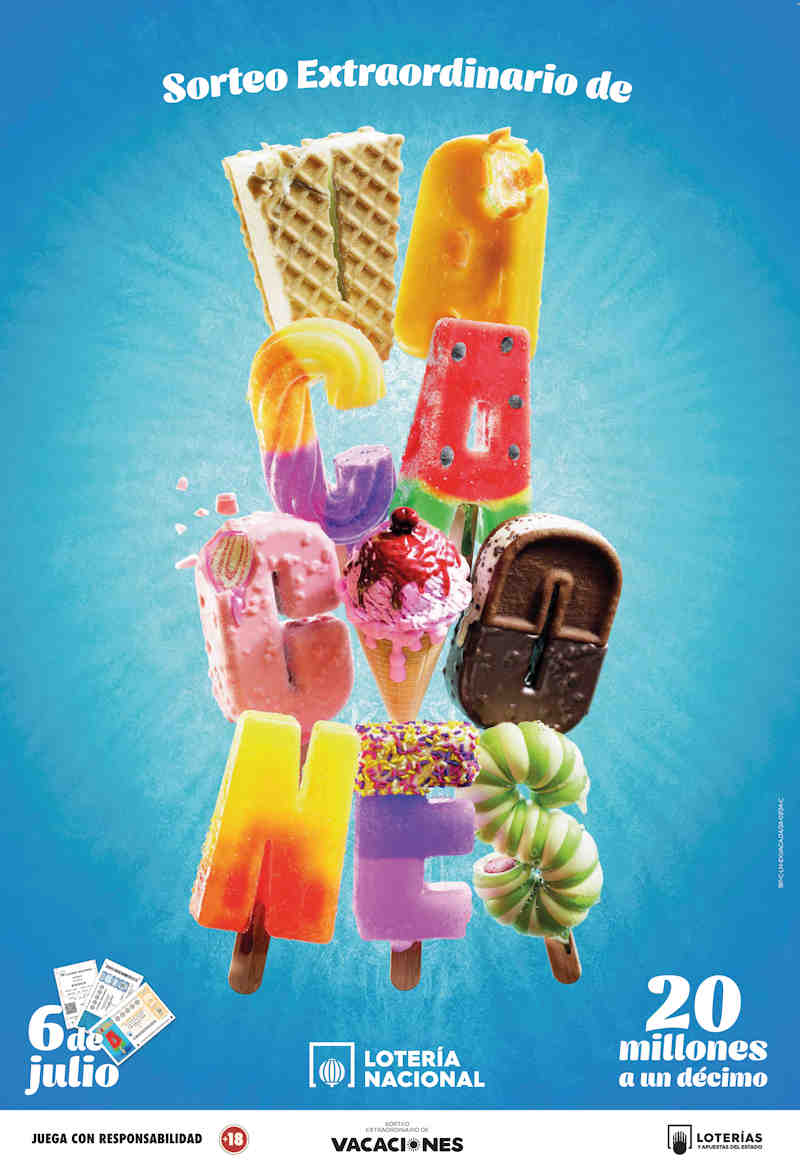 Cartel Oficial Sorteo Extra de Vacaciones de Loteria Nacional julio 2024
