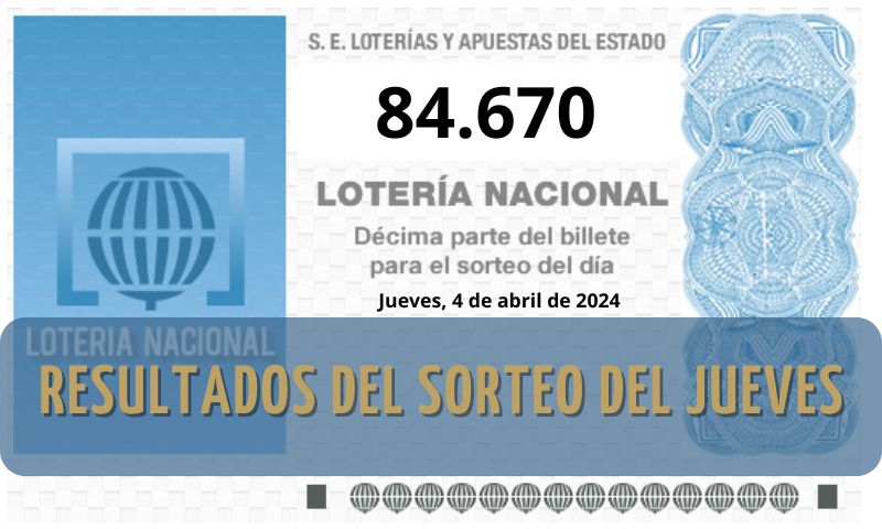 écimo ganador Lotería Nacional jueves 4 de abril de 2024 -